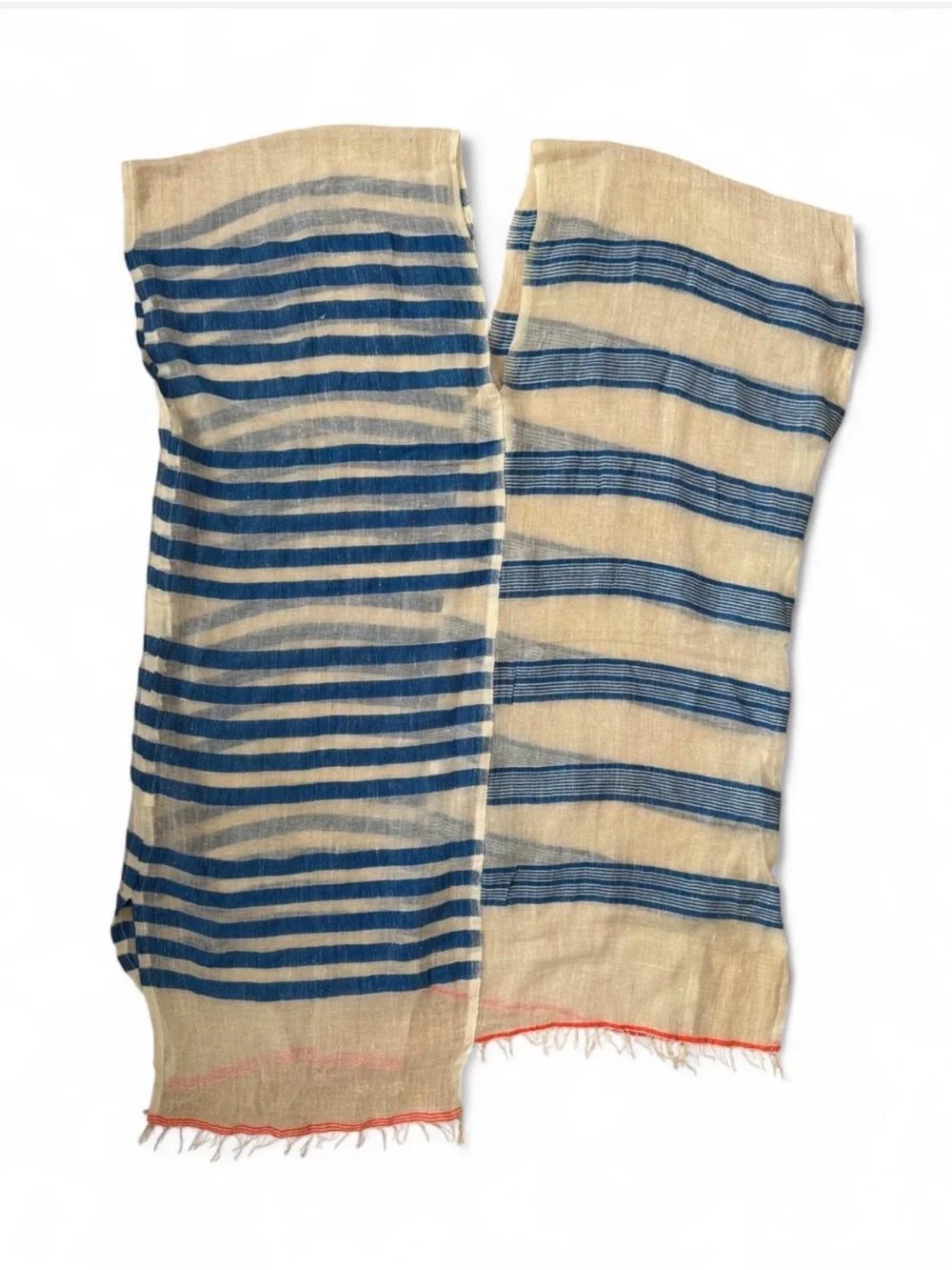 Lemlem Blue & White Handwoven Cotton Blend Beach Cover Up Tunic